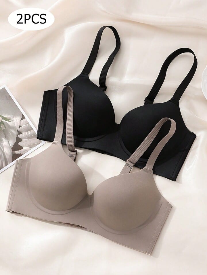 2PCS Seamless Bra Set – Black & Nude