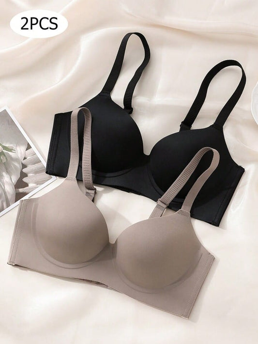 2PCS Seamless Bra Set – Black & Nude